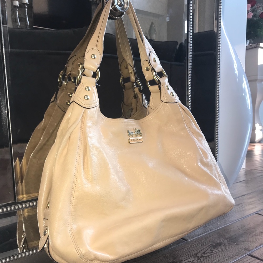 Camel/nude coach purse